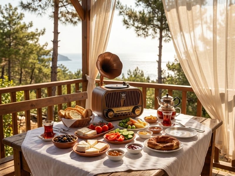 Kahvaltı sofrası radyo ile
