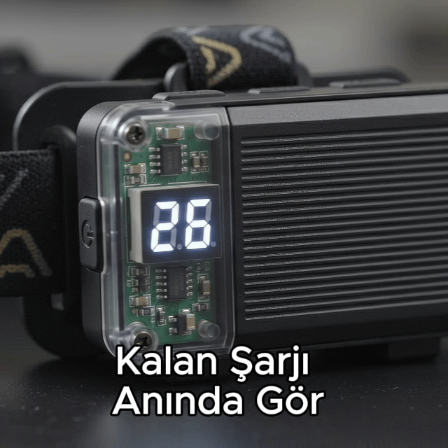 3000 LÜMEN Hareket Sensörlü Zoom Kafa Lambası USB Şarjlı Su Geçirmez Dijital Ekranlı - 3